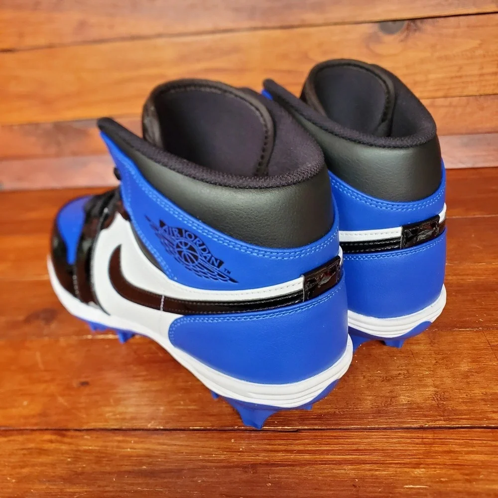 Nike Air Jordan 1 Mid TD Football Cleats Men 11.5 Royal Blue‎ Patent FJ6805-401